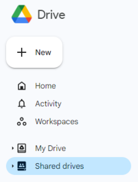 Screenshot depicting left-navigation menu in Google Drive.